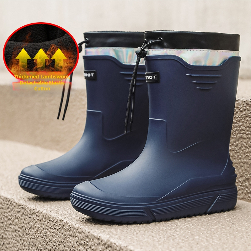 Cizme de ploaie antiderapante cu toc înalt pentru bărbați, cizme de ploaie cu corset cald, pantofi impermeabili, pantofi de cauciuc pentru bucătărie, pantofi de spălătorie auto, cizme de apă pentru pescuit