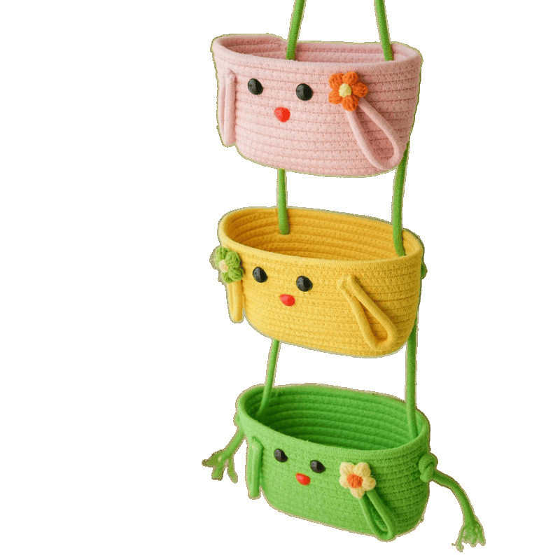 Seinale kinnitatav hoiukorv, rippkorv, ühiselamutoa hoiuriiul, seinale kinnitatav kott, puuvillase niidiga kootud seinale kinnitatav uks, tagaseina hoiukorv