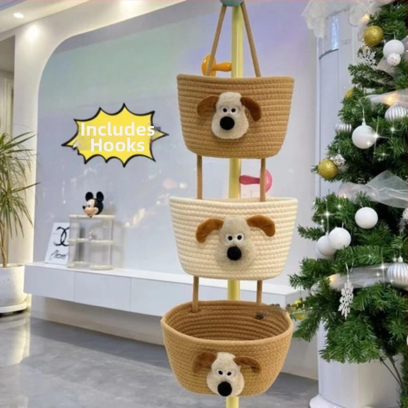 Seinale kinnitatav hoiukorv, rippkorv, ühiselamutoa hoiuriiul, seinale kinnitatav kott, puuvillase niidiga kootud seinale kinnitatav uks, tagaseina hoiukorv