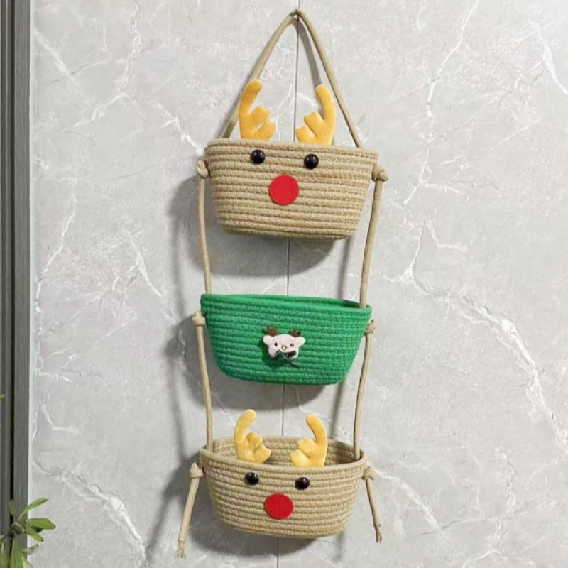 Seinale kinnitatav hoiukorv, rippkorv, ühiselamutoa hoiuriiul, seinale kinnitatav kott, puuvillase niidiga kootud seinale kinnitatav uks, tagaseina hoiukorv