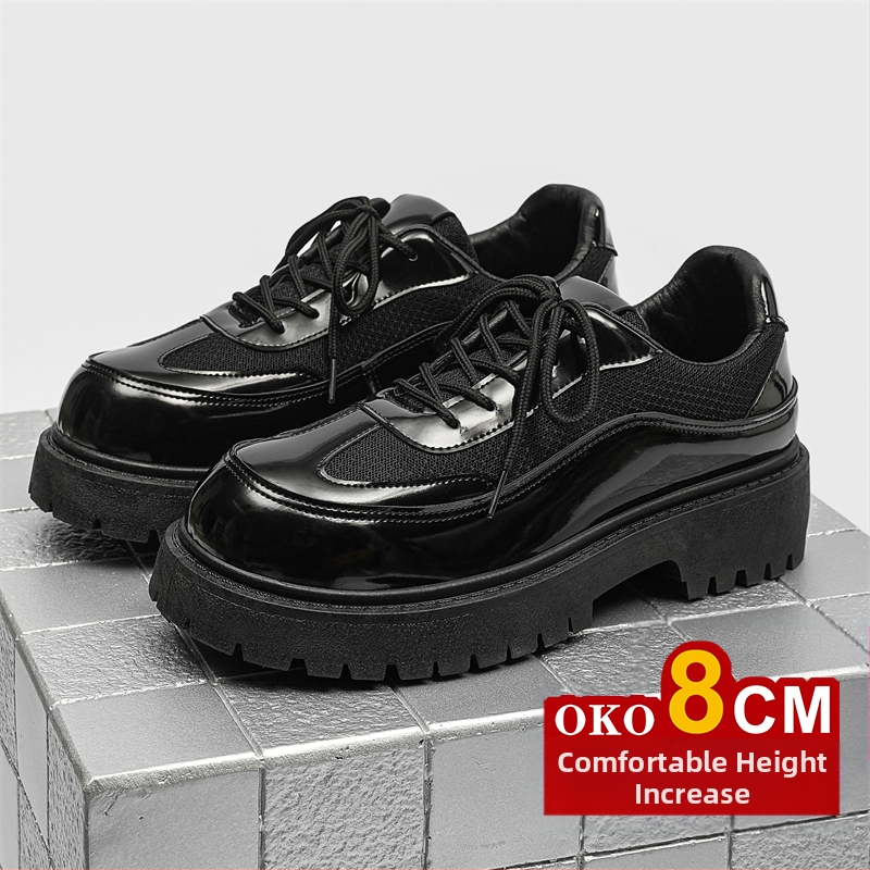 Pantofi sport pentru bărbați cu talpă groasă, model Cos Comic Con, 8 cm, casual, mari, din piele, cu cizme Martin ascunse pentru creșterea înălțimii