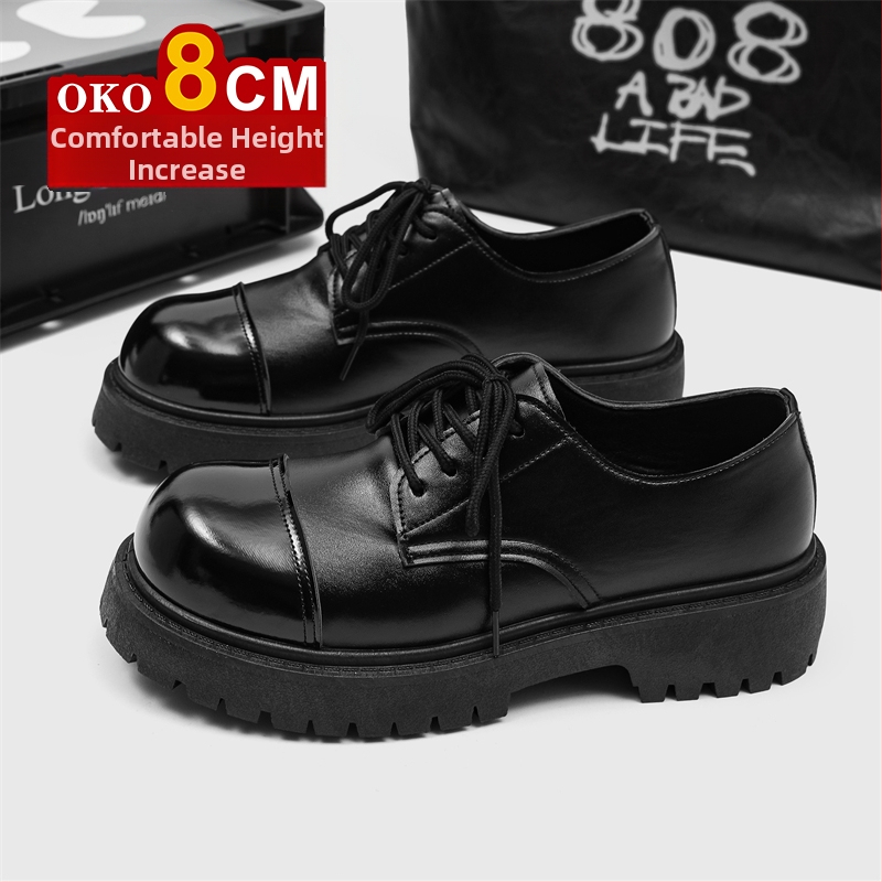Pantofi sport pentru bărbați cu talpă groasă, model Cos Comic Con, 8 cm, casual, mari, din piele, cu cizme Martin ascunse pentru creșterea înălțimii