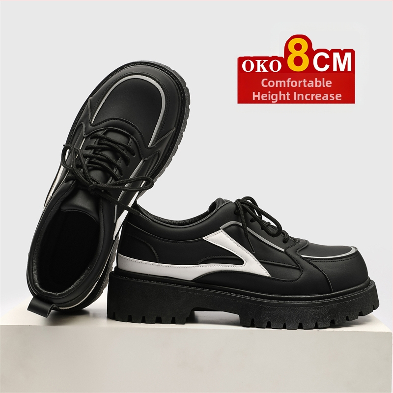 Pantofi sport pentru bărbați cu talpă groasă, model Cos Comic Con, 8 cm, casual, mari, din piele, cu cizme Martin ascunse pentru creșterea înălțimii