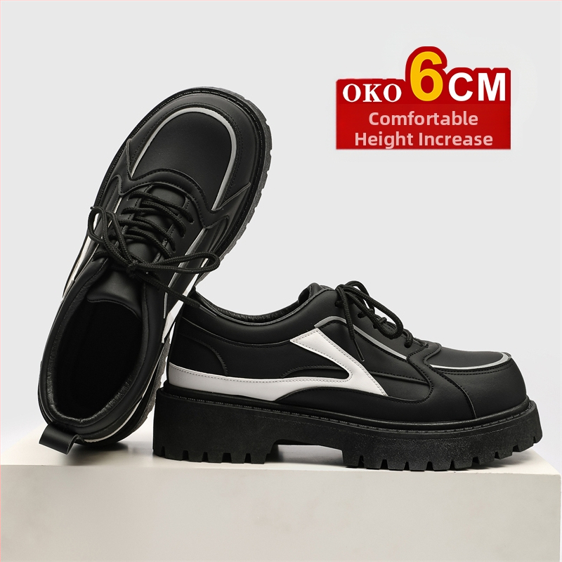 Pantofi sport pentru bărbați cu talpă groasă, model Cos Comic Con, 8 cm, casual, mari, din piele, cu cizme Martin ascunse pentru creșterea înălțimii