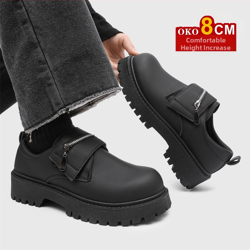 Pantofi sport pentru bărbați cu talpă groasă, model Cos Comic Con, 8 cm, casual, mari, din piele, cu cizme Martin ascunse pentru creșterea înălțimii