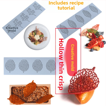 Nėrinių iškirptų lapų traškių formų kūrybinė patiekalų dekoracija molekulinė virtuvė prancūziškų lapų šokolado silikoninė kepimo forma