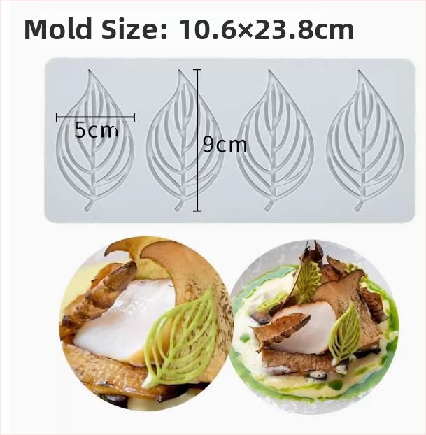 Nėrinių iškirptų lapų traškių formų kūrybinė patiekalų dekoracija molekulinė virtuvė prancūziškų lapų šokolado silikoninė kepimo forma