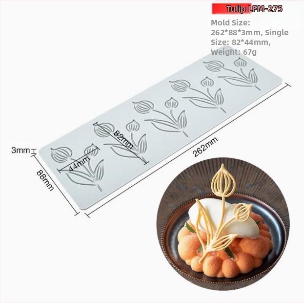 Nėrinių iškirptų lapų traškių formų kūrybinė patiekalų dekoracija molekulinė virtuvė prancūziškų lapų šokolado silikoninė kepimo forma