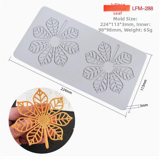 Nėrinių iškirptų lapų traškių formų kūrybinė patiekalų dekoracija molekulinė virtuvė prancūziškų lapų šokolado silikoninė kepimo forma