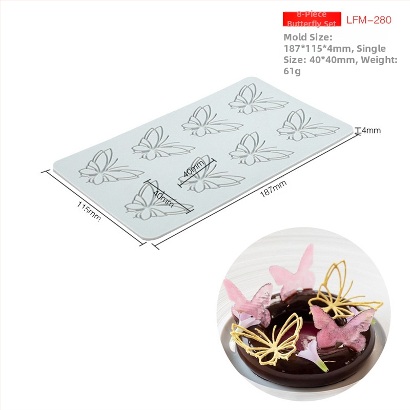 Nėrinių iškirptų lapų traškių formų kūrybinė patiekalų dekoracija molekulinė virtuvė prancūziškų lapų šokolado silikoninė kepimo forma