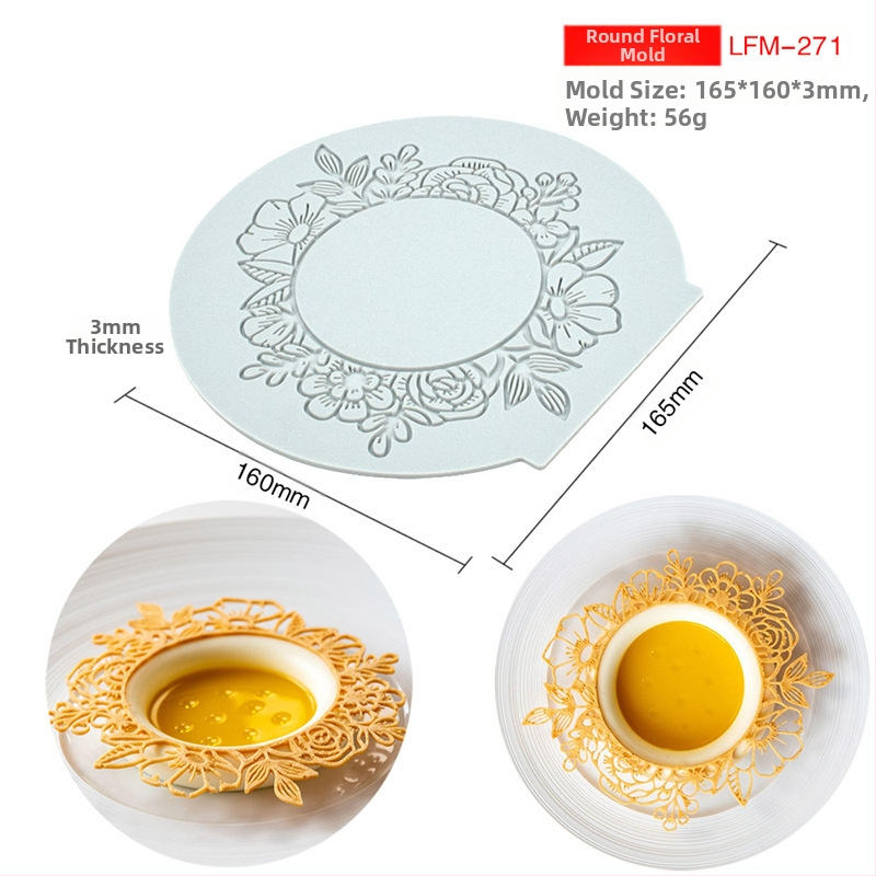 Nėrinių iškirptų lapų traškių formų kūrybinė patiekalų dekoracija molekulinė virtuvė prancūziškų lapų šokolado silikoninė kepimo forma