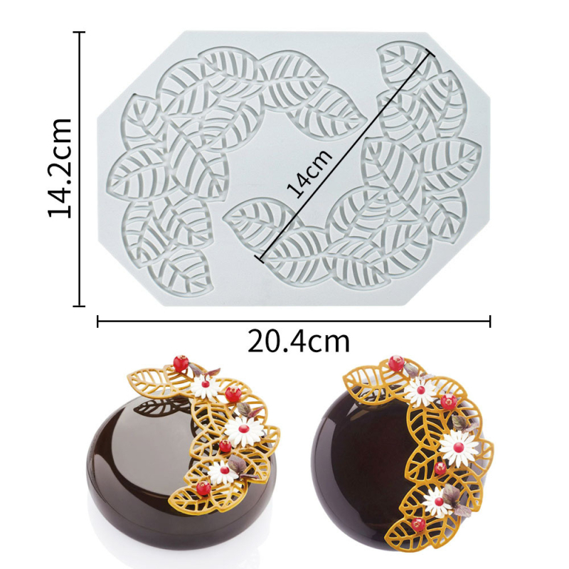 Nėrinių iškirptų lapų traškių formų kūrybinė patiekalų dekoracija molekulinė virtuvė prancūziškų lapų šokolado silikoninė kepimo forma