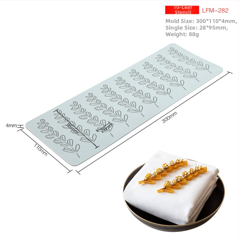 Nėrinių iškirptų lapų traškių formų kūrybinė patiekalų dekoracija molekulinė virtuvė prancūziškų lapų šokolado silikoninė kepimo forma