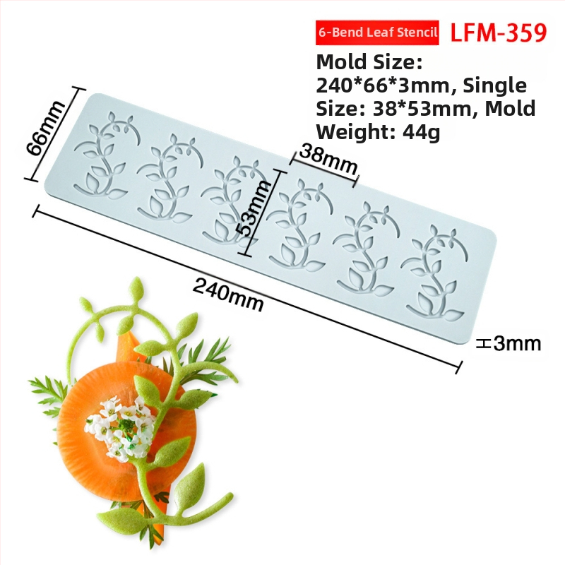 Nėrinių iškirptų lapų traškių formų kūrybinė patiekalų dekoracija molekulinė virtuvė prancūziškų lapų šokolado silikoninė kepimo forma