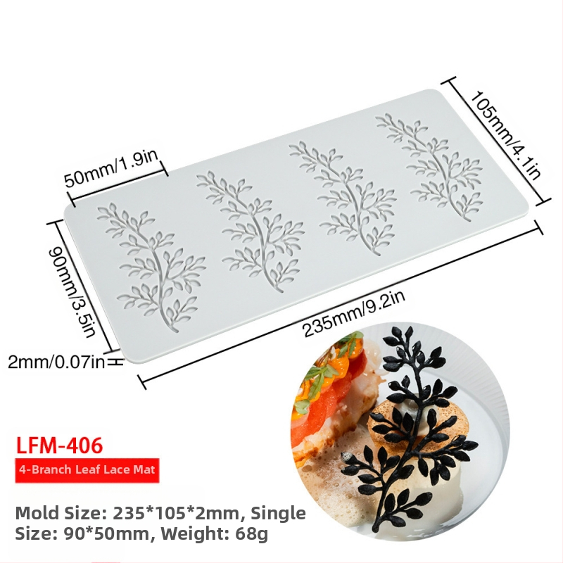 Nėrinių iškirptų lapų traškių formų kūrybinė patiekalų dekoracija molekulinė virtuvė prancūziškų lapų šokolado silikoninė kepimo forma