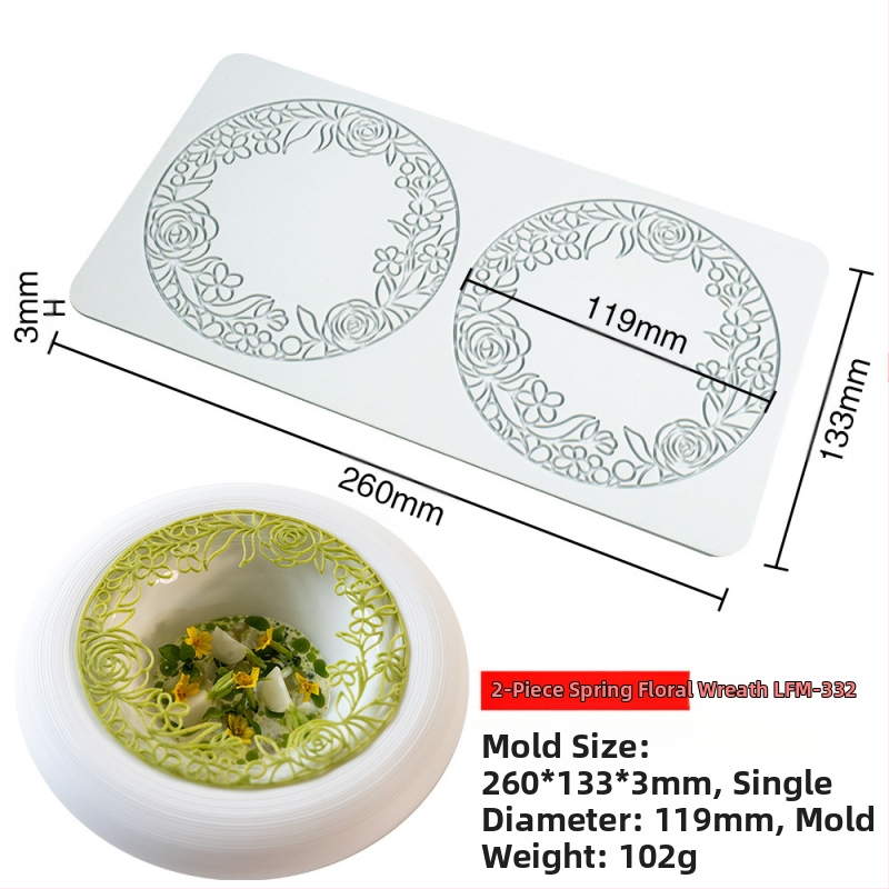 Nėrinių iškirptų lapų traškių formų kūrybinė patiekalų dekoracija molekulinė virtuvė prancūziškų lapų šokolado silikoninė kepimo forma