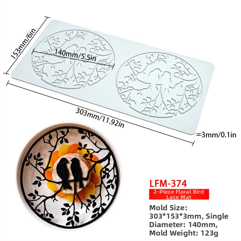 Nėrinių iškirptų lapų traškių formų kūrybinė patiekalų dekoracija molekulinė virtuvė prancūziškų lapų šokolado silikoninė kepimo forma