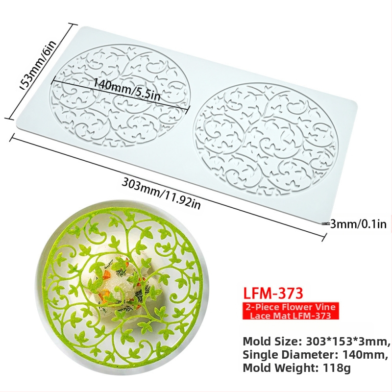 Nėrinių iškirptų lapų traškių formų kūrybinė patiekalų dekoracija molekulinė virtuvė prancūziškų lapų šokolado silikoninė kepimo forma