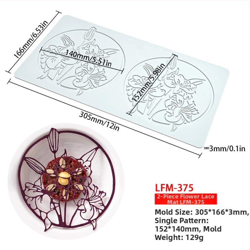 Nėrinių iškirptų lapų traškių formų kūrybinė patiekalų dekoracija molekulinė virtuvė prancūziškų lapų šokolado silikoninė kepimo forma