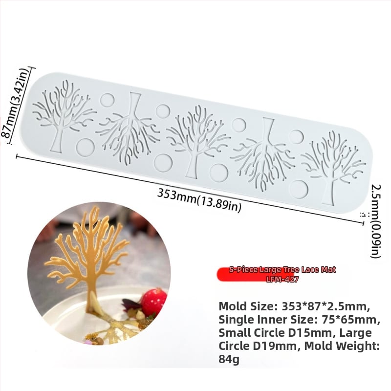 Nėrinių iškirptų lapų traškių formų kūrybinė patiekalų dekoracija molekulinė virtuvė prancūziškų lapų šokolado silikoninė kepimo forma