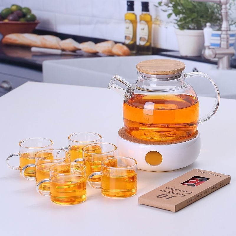 Zadebljano kuhalo za vodu od stakla otpornog na visoke temperature, čajnik otporan na toplinu i eksploziju, čajnik za paru, čajnik za cvijeće i voće, kućni set čaja