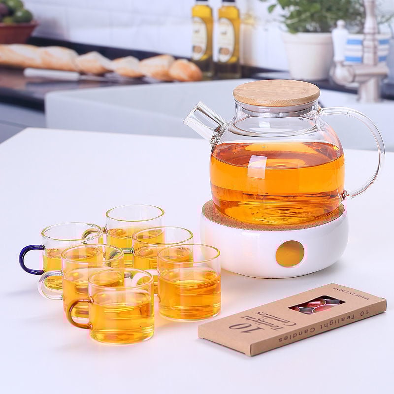 Zadebljano kuhalo za vodu od stakla otpornog na visoke temperature, čajnik otporan na toplinu i eksploziju, čajnik za paru, čajnik za cvijeće i voće, kućni set čaja