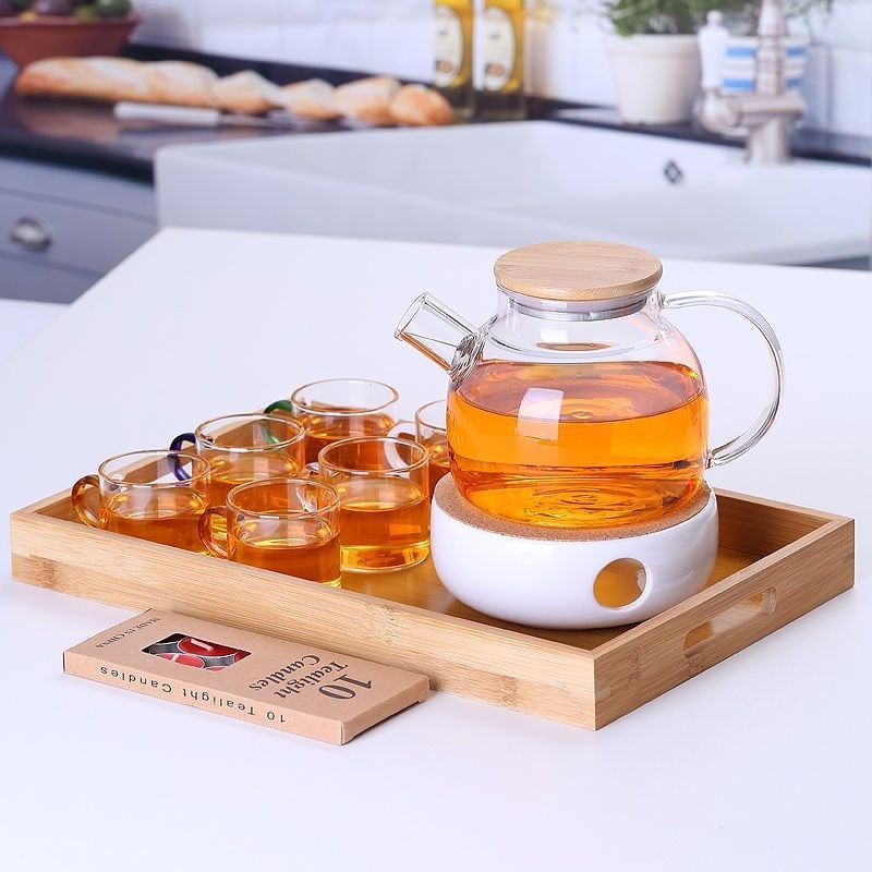 Zadebljano kuhalo za vodu od stakla otpornog na visoke temperature, čajnik otporan na toplinu i eksploziju, čajnik za paru, čajnik za cvijeće i voće, kućni set čaja
