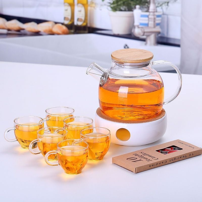 Zadebljano kuhalo za vodu od stakla otpornog na visoke temperature, čajnik otporan na toplinu i eksploziju, čajnik za paru, čajnik za cvijeće i voće, kućni set čaja