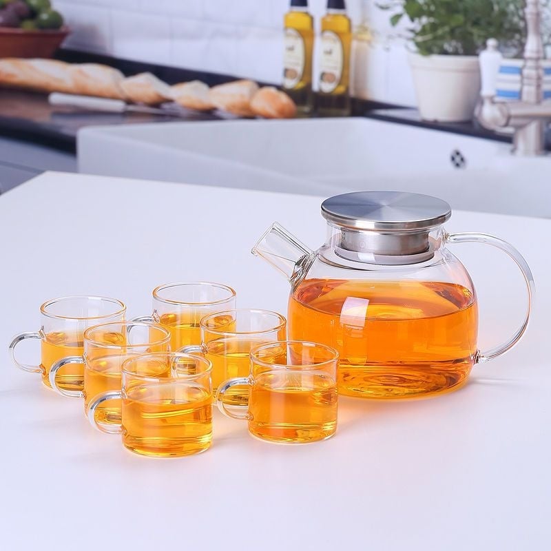 Zadebljano kuhalo za vodu od stakla otpornog na visoke temperature, čajnik otporan na toplinu i eksploziju, čajnik za paru, čajnik za cvijeće i voće, kućni set čaja