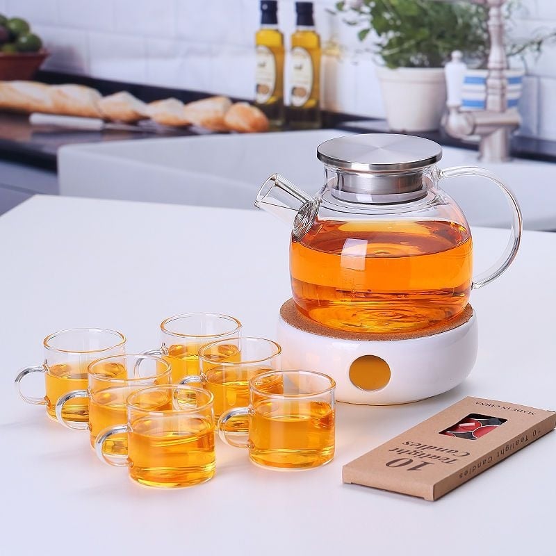 Zadebljano kuhalo za vodu od stakla otpornog na visoke temperature, čajnik otporan na toplinu i eksploziju, čajnik za paru, čajnik za cvijeće i voće, kućni set čaja