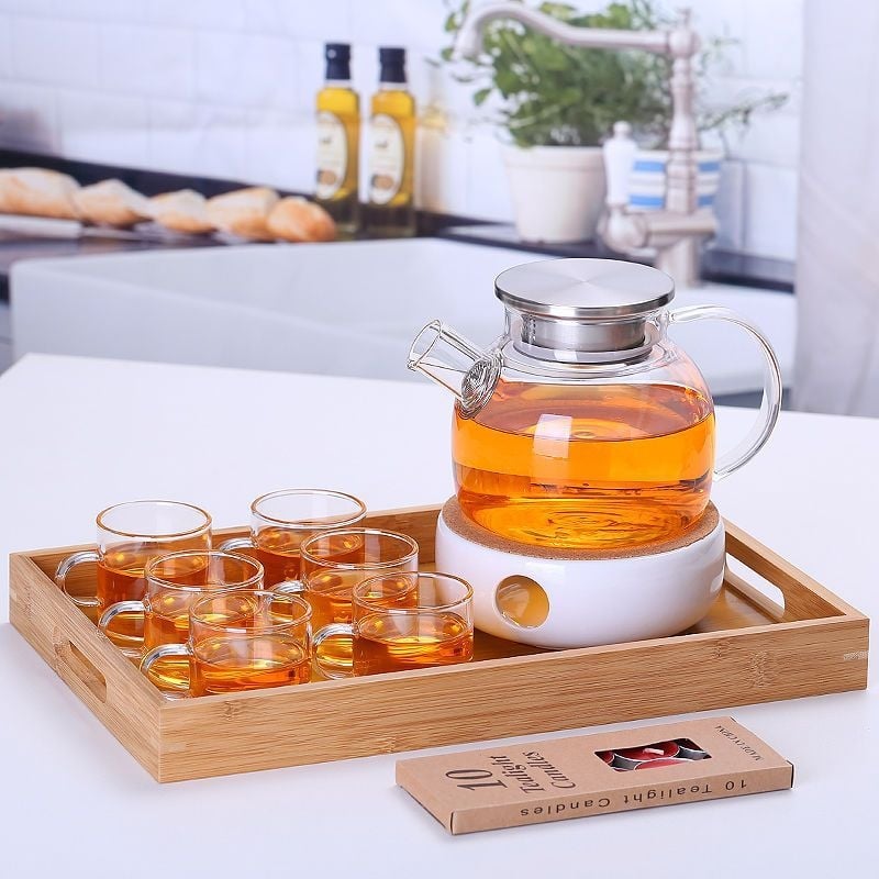 Zadebljano kuhalo za vodu od stakla otpornog na visoke temperature, čajnik otporan na toplinu i eksploziju, čajnik za paru, čajnik za cvijeće i voće, kućni set čaja