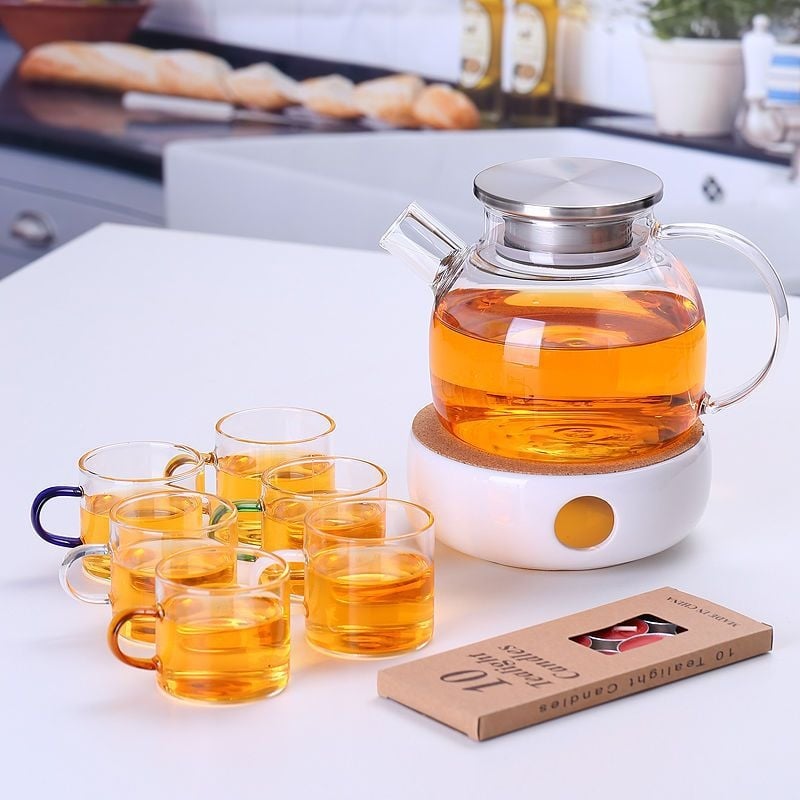 Zadebljano kuhalo za vodu od stakla otpornog na visoke temperature, čajnik otporan na toplinu i eksploziju, čajnik za paru, čajnik za cvijeće i voće, kućni set čaja