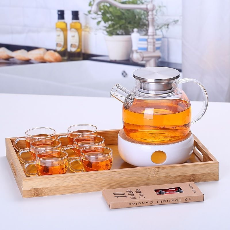 Zadebljano kuhalo za vodu od stakla otpornog na visoke temperature, čajnik otporan na toplinu i eksploziju, čajnik za paru, čajnik za cvijeće i voće, kućni set čaja