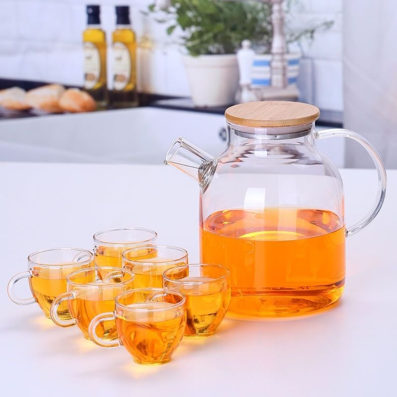 Zadebljano kuhalo za vodu od stakla otpornog na visoke temperature, čajnik otporan na toplinu i eksploziju, čajnik za paru, čajnik za cvijeće i voće, kućni set čaja