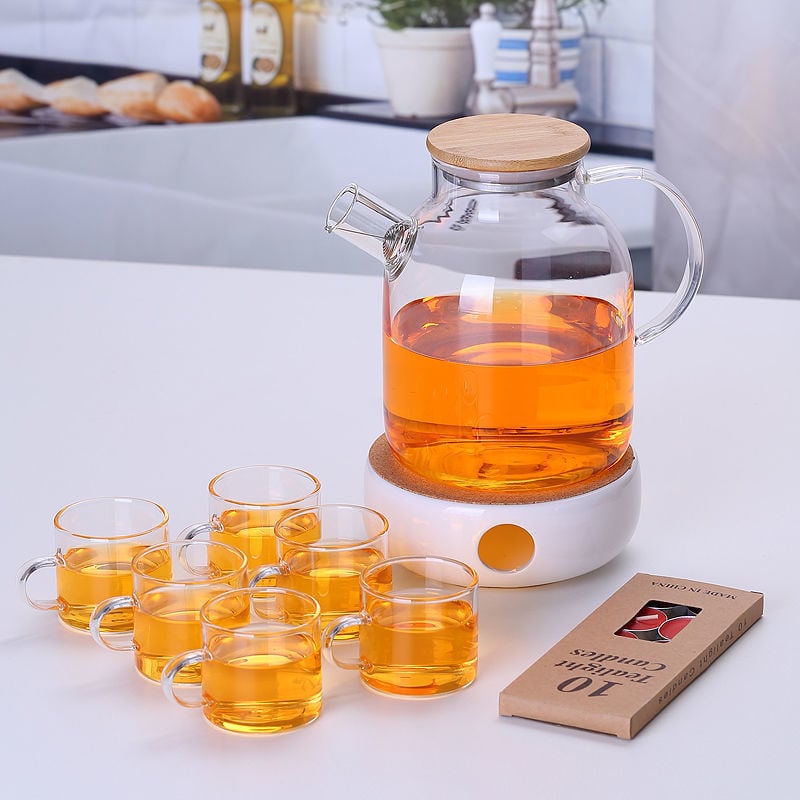 Zadebljano kuhalo za vodu od stakla otpornog na visoke temperature, čajnik otporan na toplinu i eksploziju, čajnik za paru, čajnik za cvijeće i voće, kućni set čaja