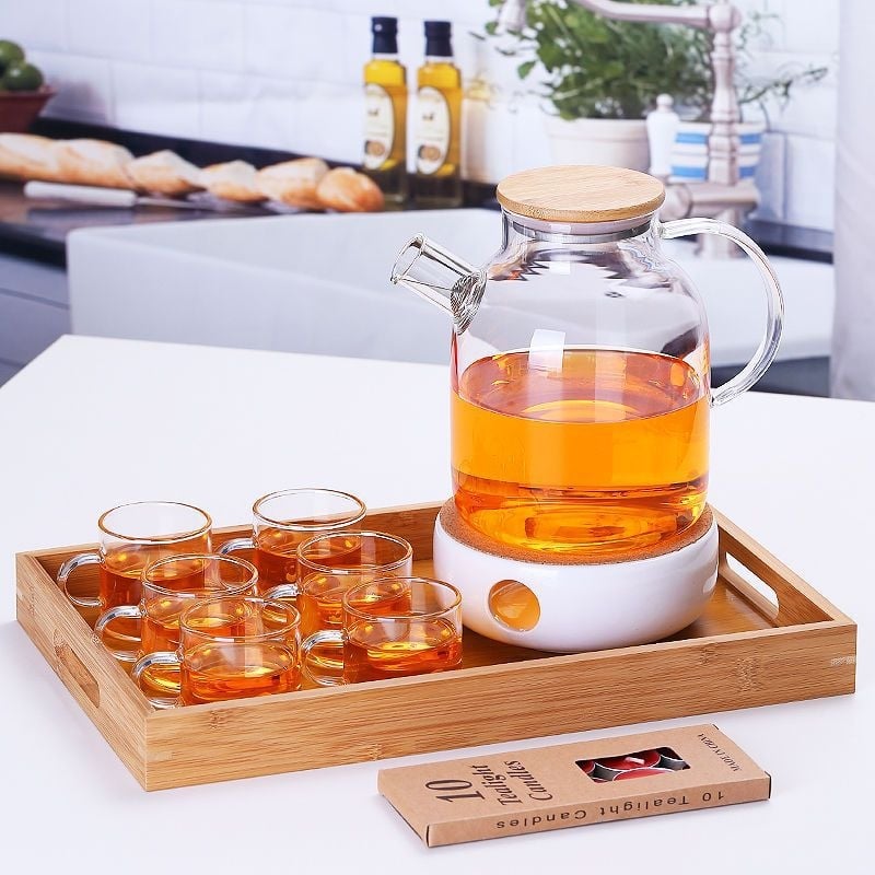 Zadebljano kuhalo za vodu od stakla otpornog na visoke temperature, čajnik otporan na toplinu i eksploziju, čajnik za paru, čajnik za cvijeće i voće, kućni set čaja