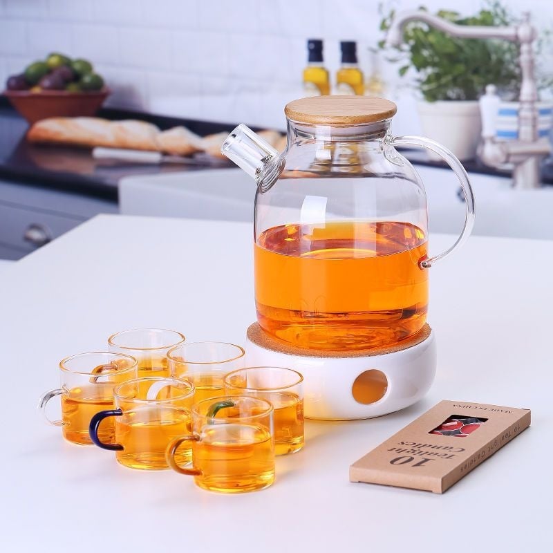 Zadebljano kuhalo za vodu od stakla otpornog na visoke temperature, čajnik otporan na toplinu i eksploziju, čajnik za paru, čajnik za cvijeće i voće, kućni set čaja