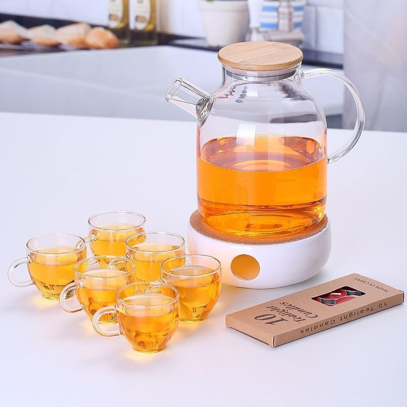 Zadebljano kuhalo za vodu od stakla otpornog na visoke temperature, čajnik otporan na toplinu i eksploziju, čajnik za paru, čajnik za cvijeće i voće, kućni set čaja