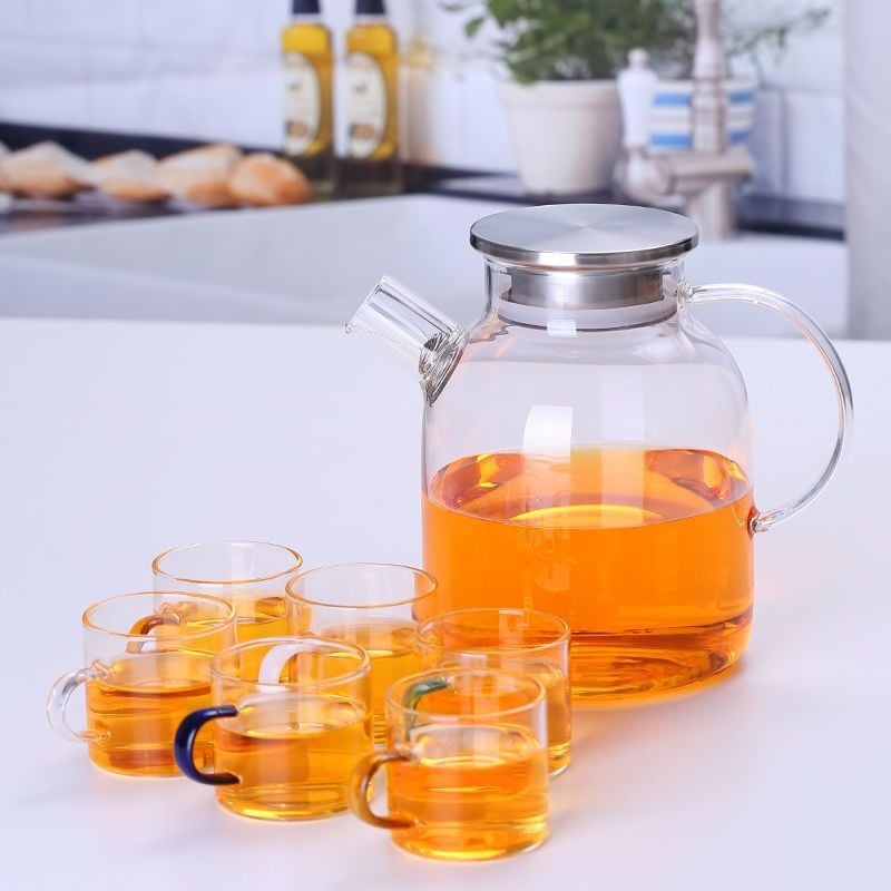 Zadebljano kuhalo za vodu od stakla otpornog na visoke temperature, čajnik otporan na toplinu i eksploziju, čajnik za paru, čajnik za cvijeće i voće, kućni set čaja