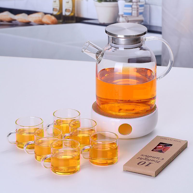 Zadebljano kuhalo za vodu od stakla otpornog na visoke temperature, čajnik otporan na toplinu i eksploziju, čajnik za paru, čajnik za cvijeće i voće, kućni set čaja