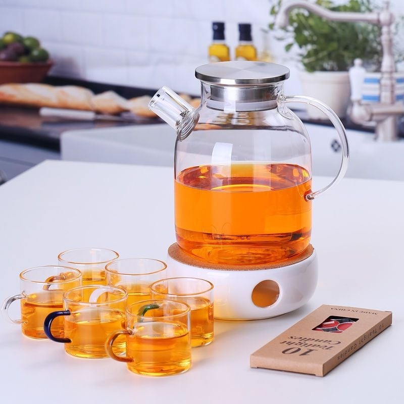 Zadebljano kuhalo za vodu od stakla otpornog na visoke temperature, čajnik otporan na toplinu i eksploziju, čajnik za paru, čajnik za cvijeće i voće, kućni set čaja