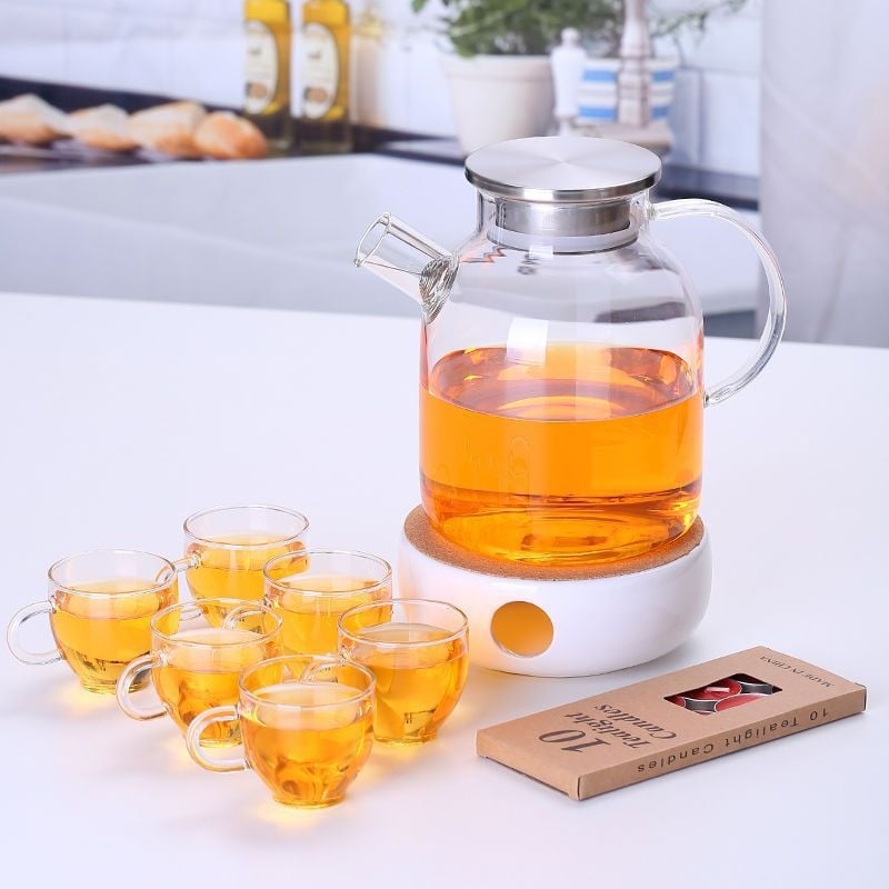 Zadebljano kuhalo za vodu od stakla otpornog na visoke temperature, čajnik otporan na toplinu i eksploziju, čajnik za paru, čajnik za cvijeće i voće, kućni set čaja