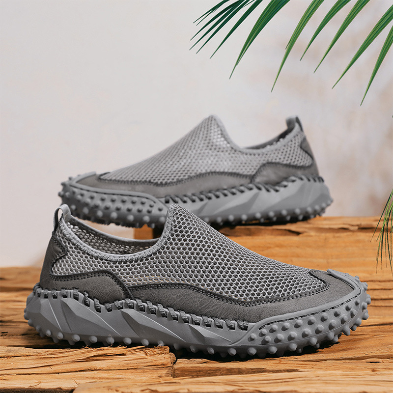 „AliExpress“ vyriški madingi laisvalaikio bateliai, didelio dydžio basutės, 2025 m. vasaros itin pluošto odiniai batai, didmeninė prekyba.