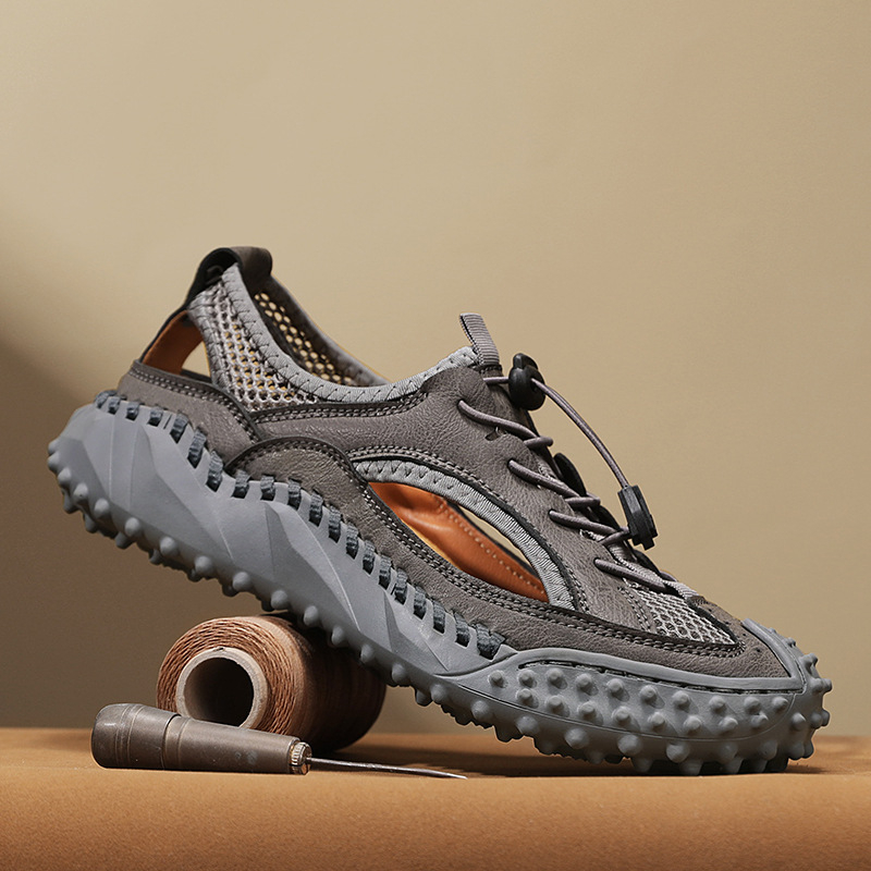 „AliExpress“ vyriški madingi laisvalaikio bateliai, didelio dydžio basutės, 2025 m. vasaros itin pluošto odiniai batai, didmeninė prekyba.