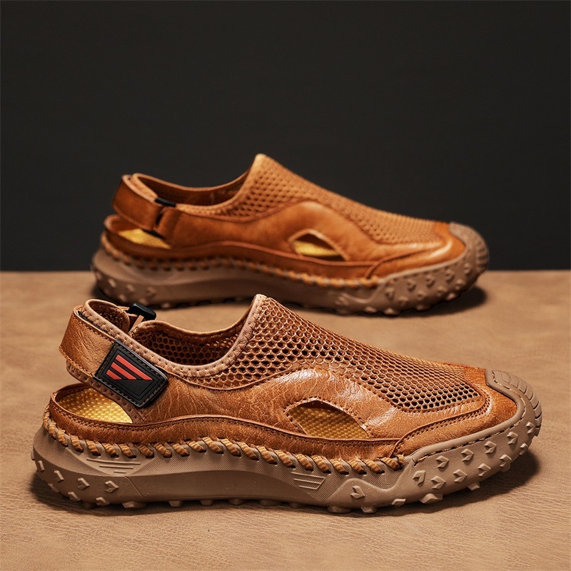 „AliExpress“ vyriški madingi laisvalaikio bateliai, didelio dydžio basutės, 2025 m. vasaros itin pluošto odiniai batai, didmeninė prekyba.