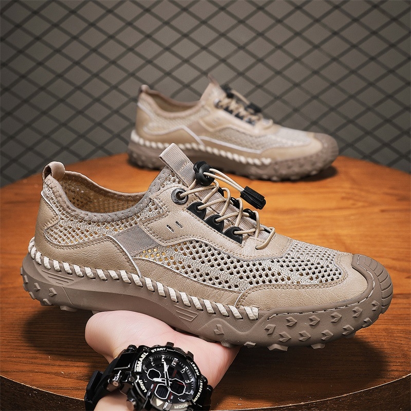 „AliExpress“ vyriški madingi laisvalaikio bateliai, didelio dydžio basutės, 2025 m. vasaros itin pluošto odiniai batai, didmeninė prekyba.