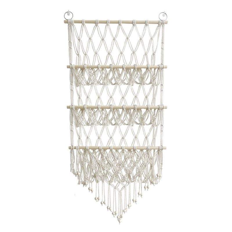 Pliušinė lėlių laikymo sienelė, skandinaviško stiliaus, austas dvisluoksnis laikymo stovas, paprastas dekoratyvinis žaislų tinklelio maišelis, pakabinamas dekoravimas