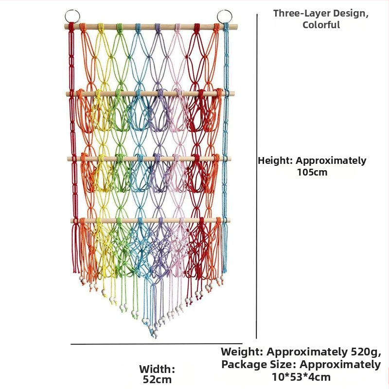 Pliušinė lėlių laikymo sienelė, skandinaviško stiliaus, austas dvisluoksnis laikymo stovas, paprastas dekoratyvinis žaislų tinklelio maišelis, pakabinamas dekoravimas