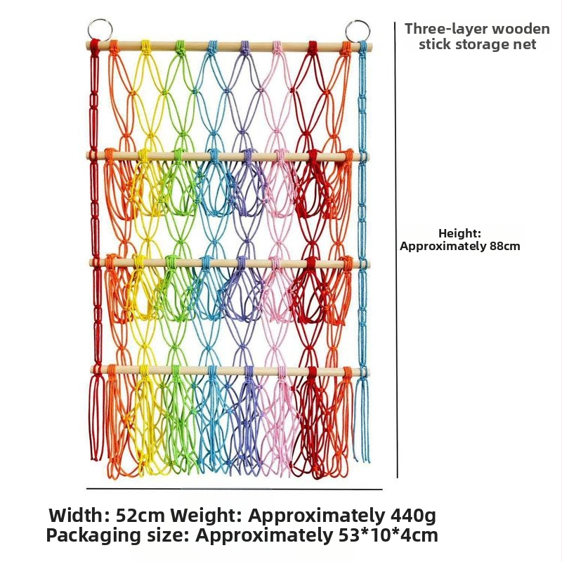 Pliušinė lėlių laikymo sienelė, skandinaviško stiliaus, austas dvisluoksnis laikymo stovas, paprastas dekoratyvinis žaislų tinklelio maišelis, pakabinamas dekoravimas