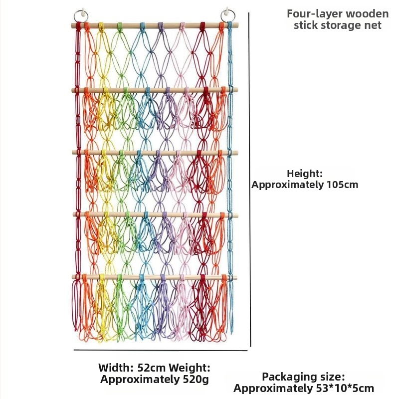 Pliušinė lėlių laikymo sienelė, skandinaviško stiliaus, austas dvisluoksnis laikymo stovas, paprastas dekoratyvinis žaislų tinklelio maišelis, pakabinamas dekoravimas